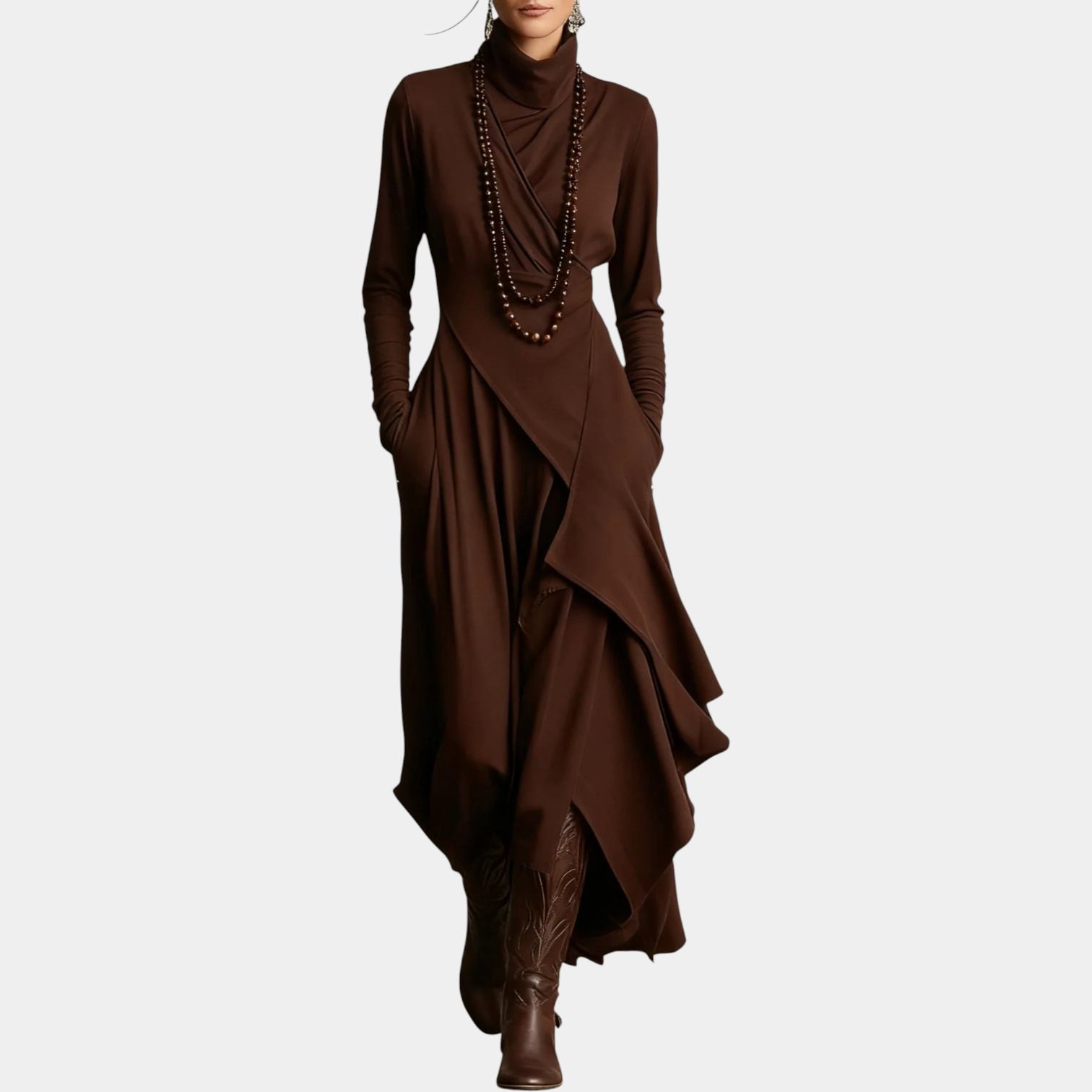 GIORGIA™ - PLEATED HIGH NECK MAXI DRESS