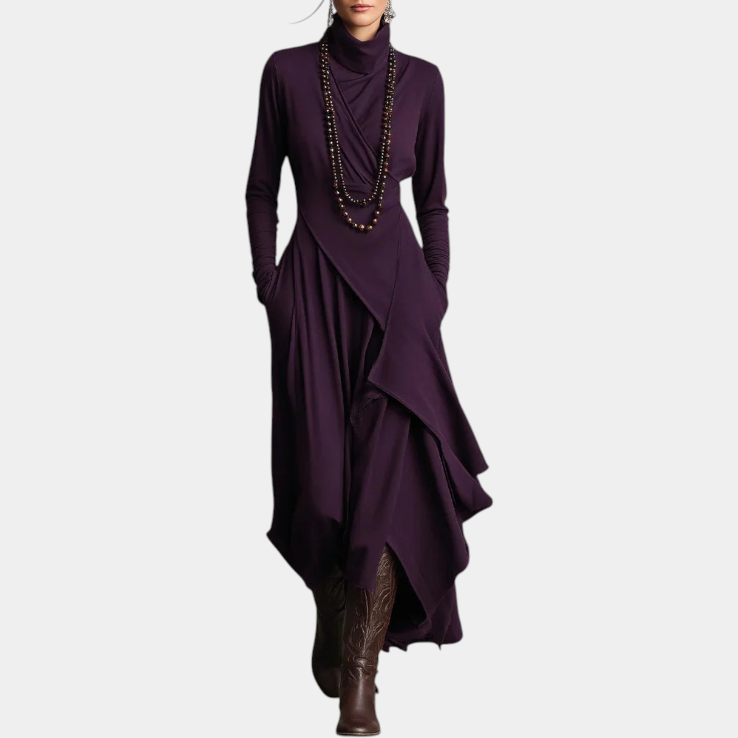 GIORGIA™ - PLEATED HIGH NECK MAXI DRESS