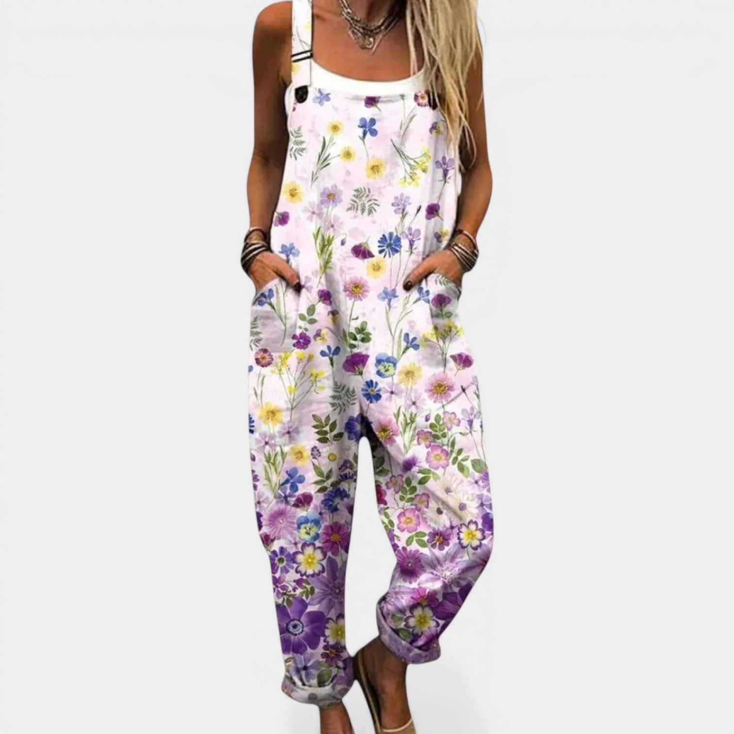EVA™ - RELAXED FIT FLORAL OVERALLS