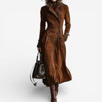 NATHALY™ | Long Trench Coat with Flattering Waist and Timeless Style for Day and City