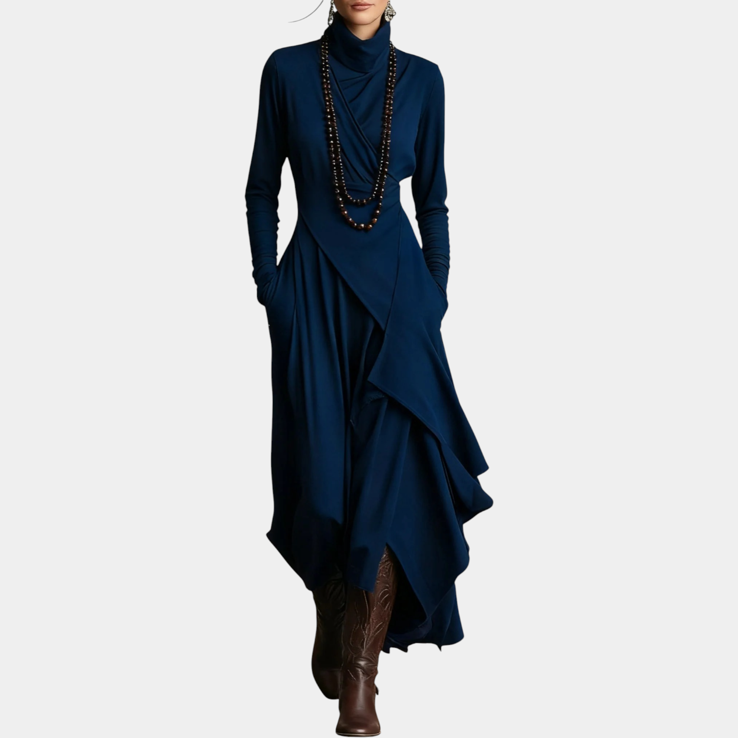 GIORGIA™ - PLEATED HIGH NECK MAXI DRESS
