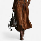 NATHALY™ | Long Trench Coat with Flattering Waist and Timeless Style for Day and City